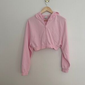 Aritzia Pink Cropped Hoodie